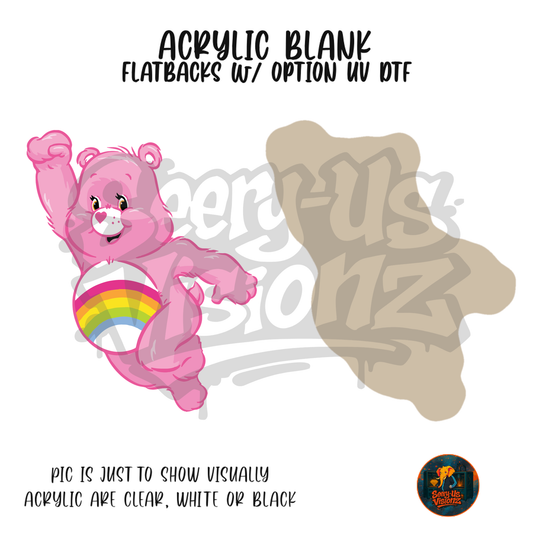 Pink Rainbow Bear acrylic blank, Acrylic & UV DTF Print