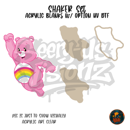 Pink Rainbow Bear shaker set acrylic blanks