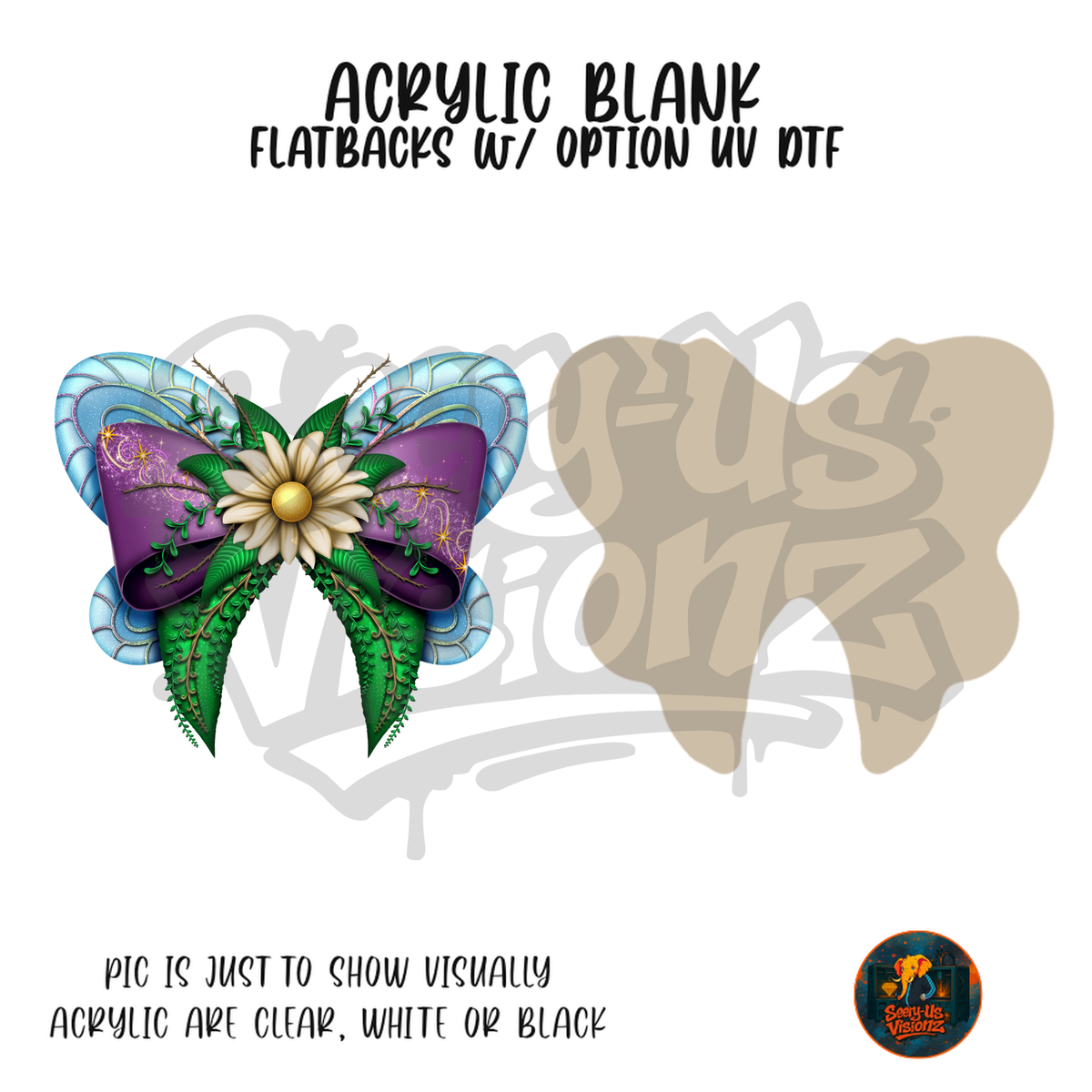 Pixie Garden Daisy Bow acrylic blank, Acrylic & UV DTF Print