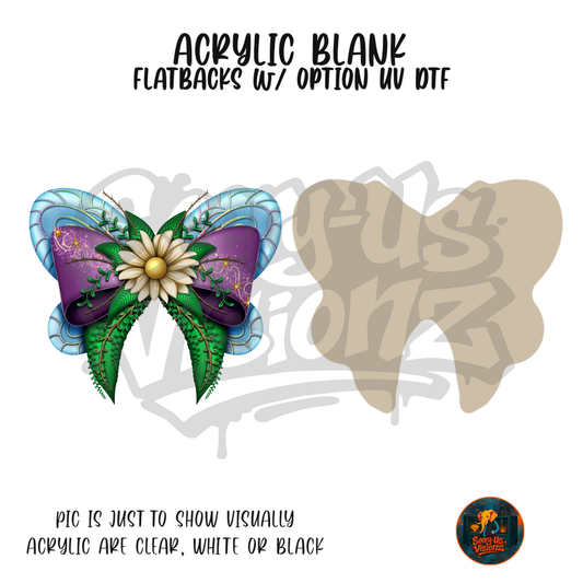 Pixie Garden Daisy Bow acrylic blank, Acrylic & UV DTF Print