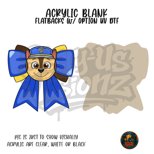 Police Pup Bow acrylic blank, Acrylic & UV DTF Print