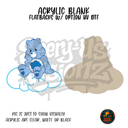 Rain Cloud Blue Bear acrylic blank, Acrylic & UV DTF Print