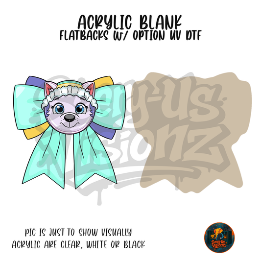 Snow Pup Bow acrylic blank, Acrylic & UV DTF Print