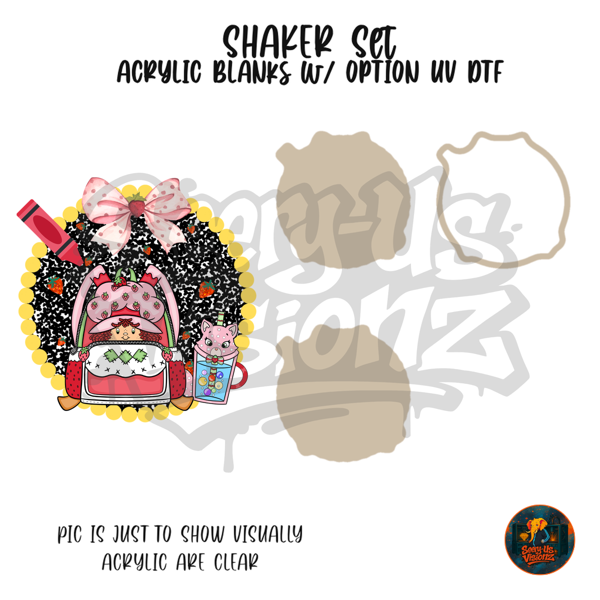 Strawberry Girl Backpack shaker set acrylic blanks