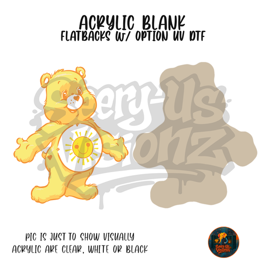 Sunshine Yellow Bear acrylic blank, Acrylic & UV DTF Print