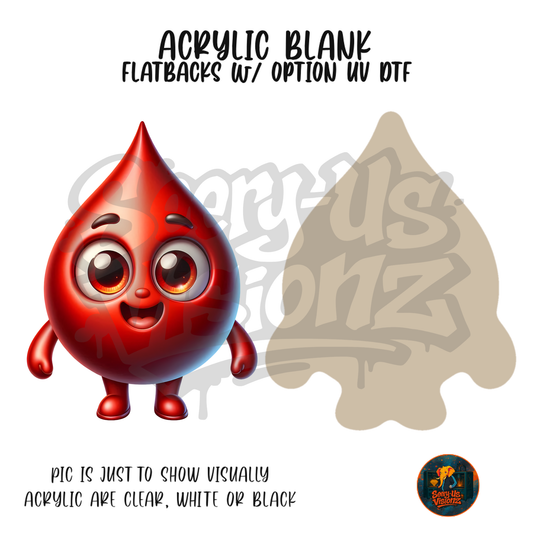 Happy Blood Drop acrylic blank, Acrylic & UV DTF Print