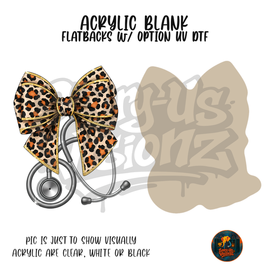 Leopard Stethoscope Bow acrylic blank, Acrylic & UV DTF Print