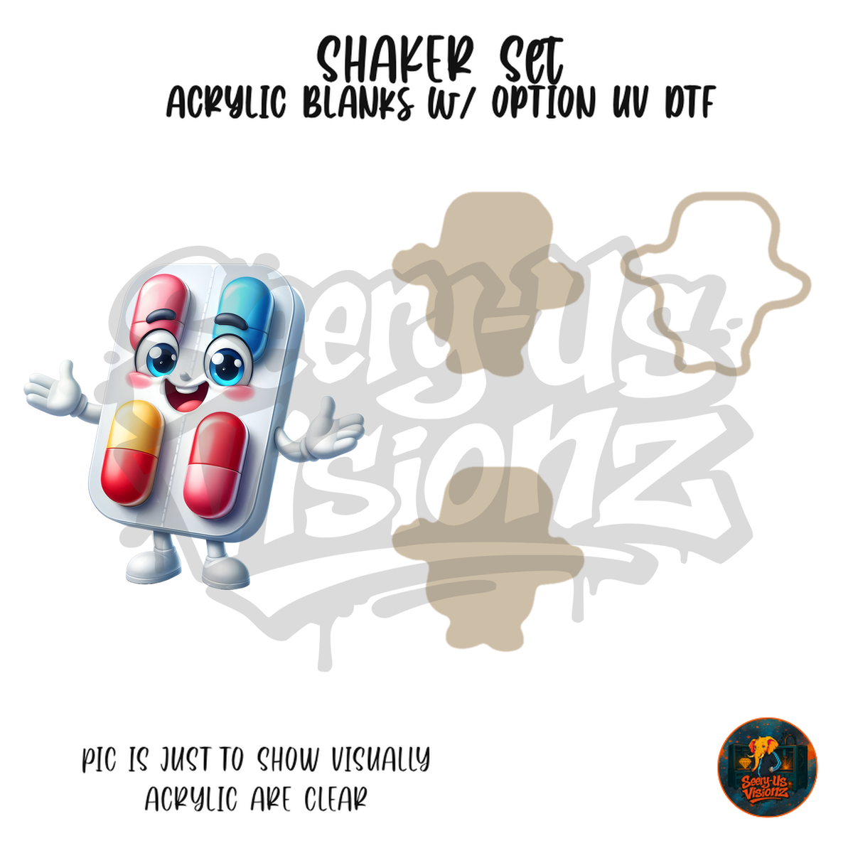 Happy Pill Pack shaker set acrylic blanks