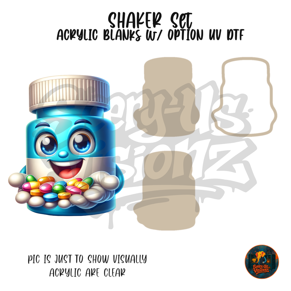 Smiling Vitamin Jar shaker set acrylic blanks