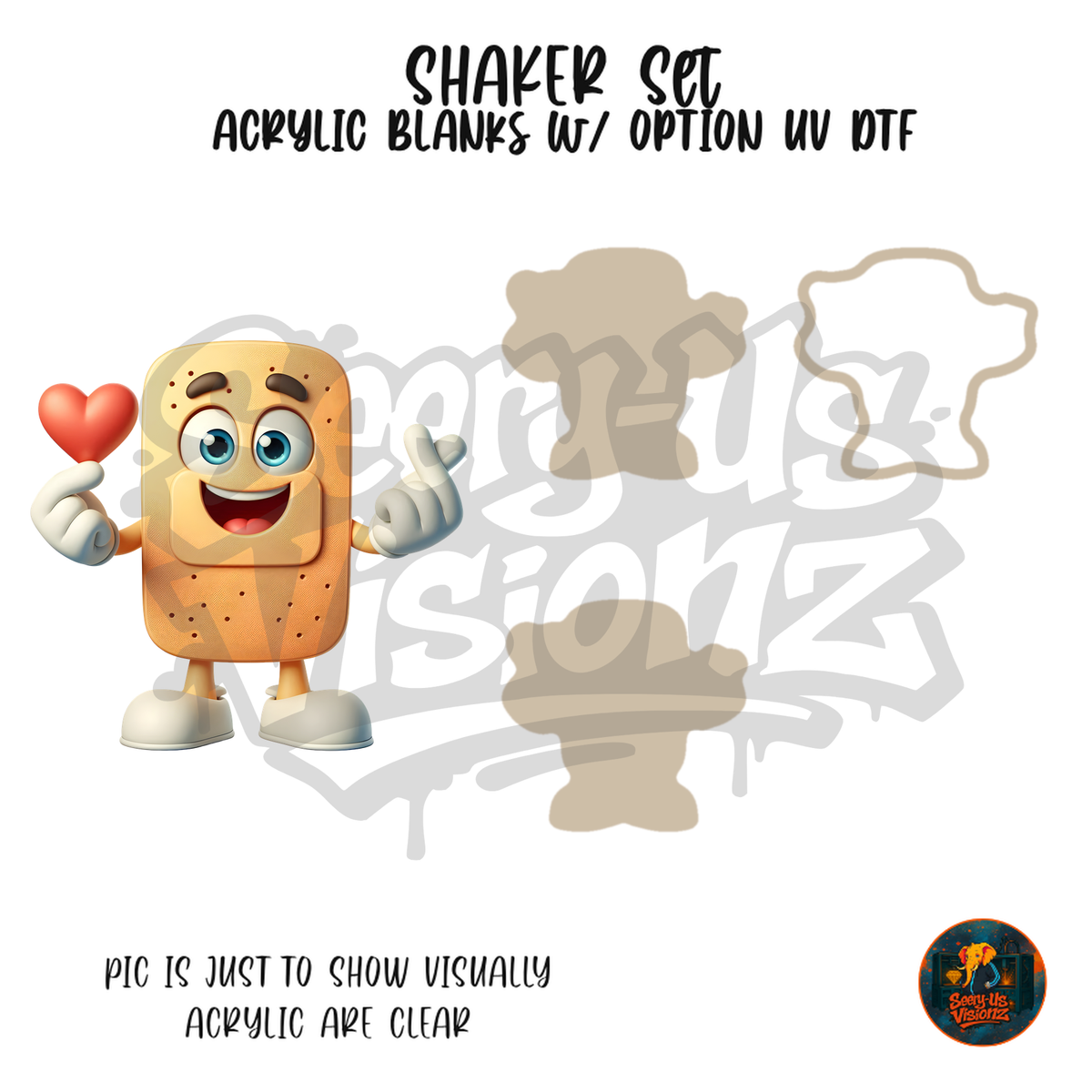 Bandage Heart Buddy shaker set acrylic blanks
