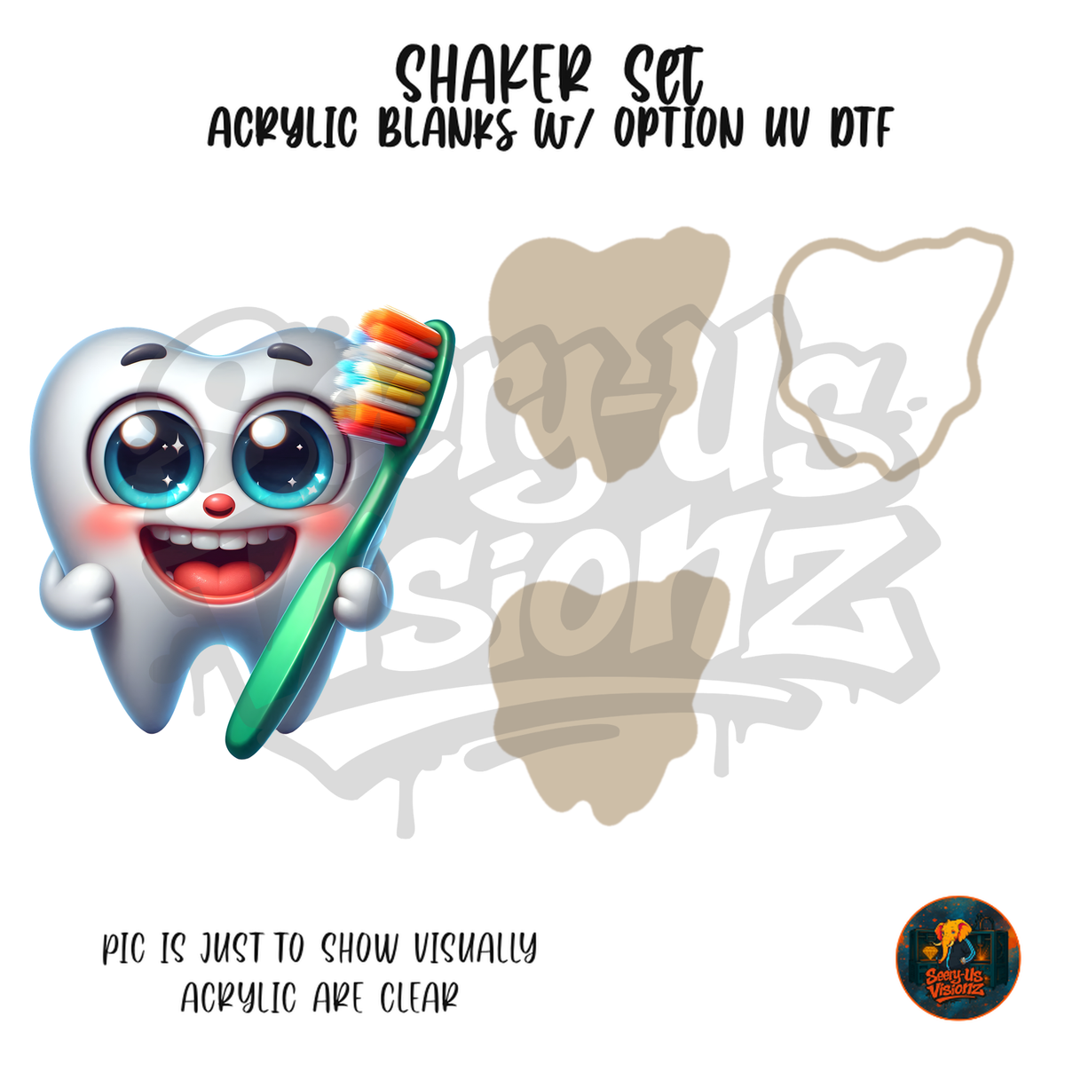 Tooth With Toothbrush shaker set acrylic blanks
