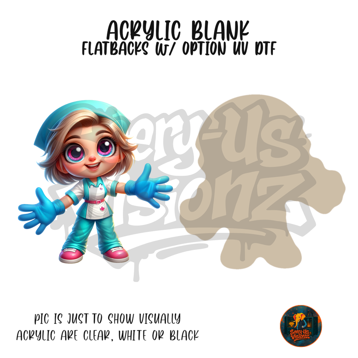 Cheerful Nurse Girl acrylic blank, Acrylic & UV DTF Print