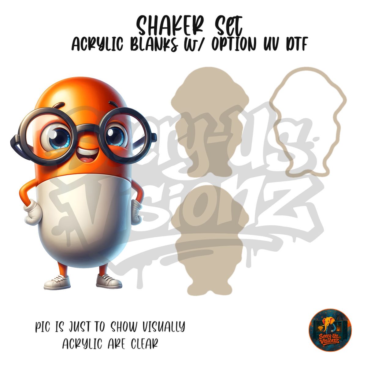 Nerdy Glasses Pill Capsule shaker set acrylic blanks