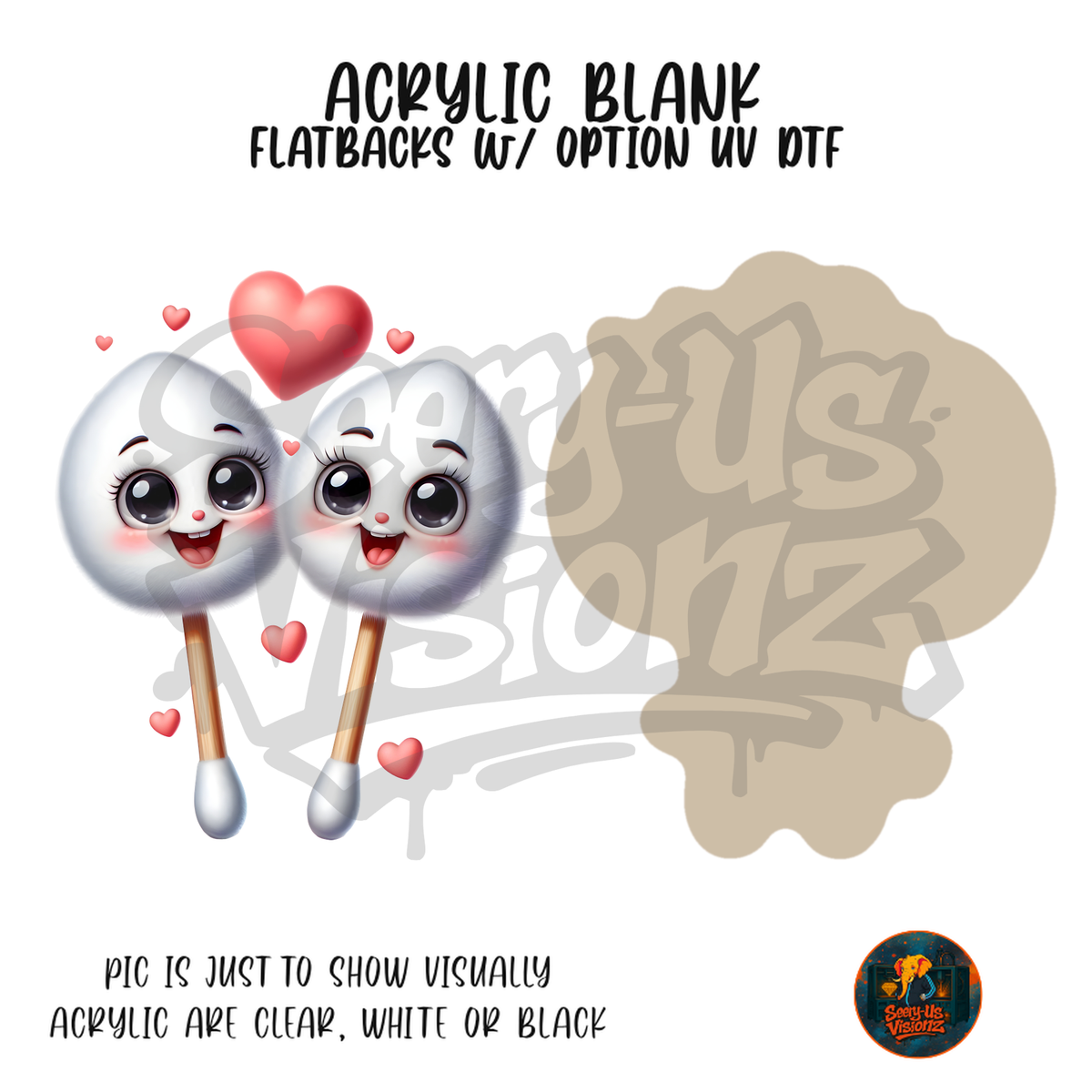 Cotton Swab Couple acrylic blank, Acrylic & UV DTF Print