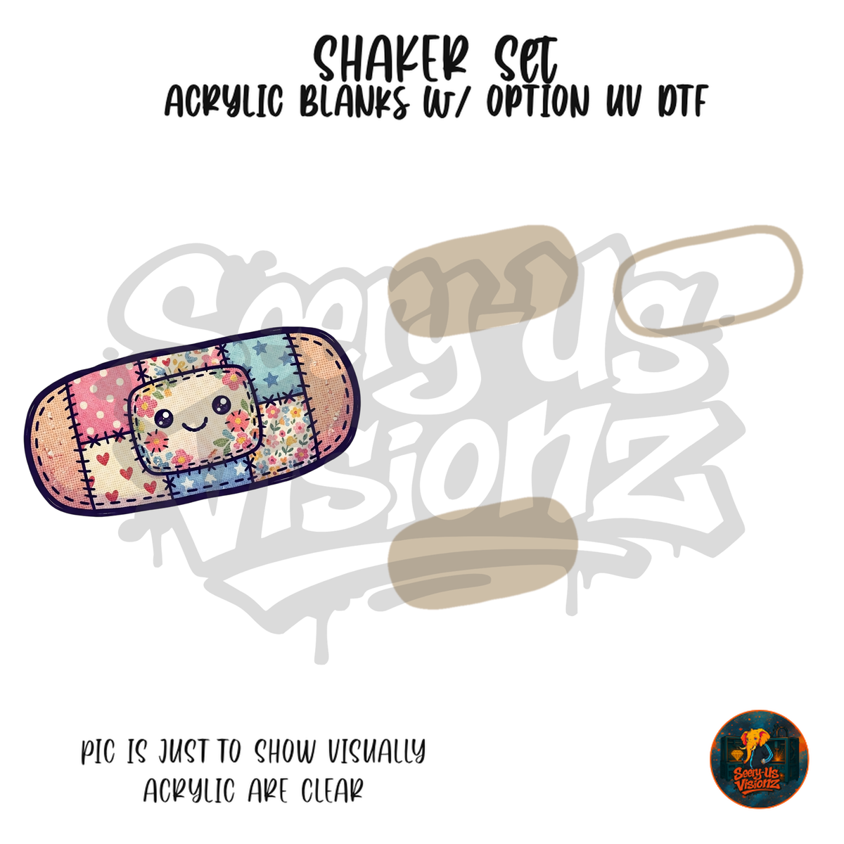 Patchwork Smiley Bandage shaker set acrylic blanks