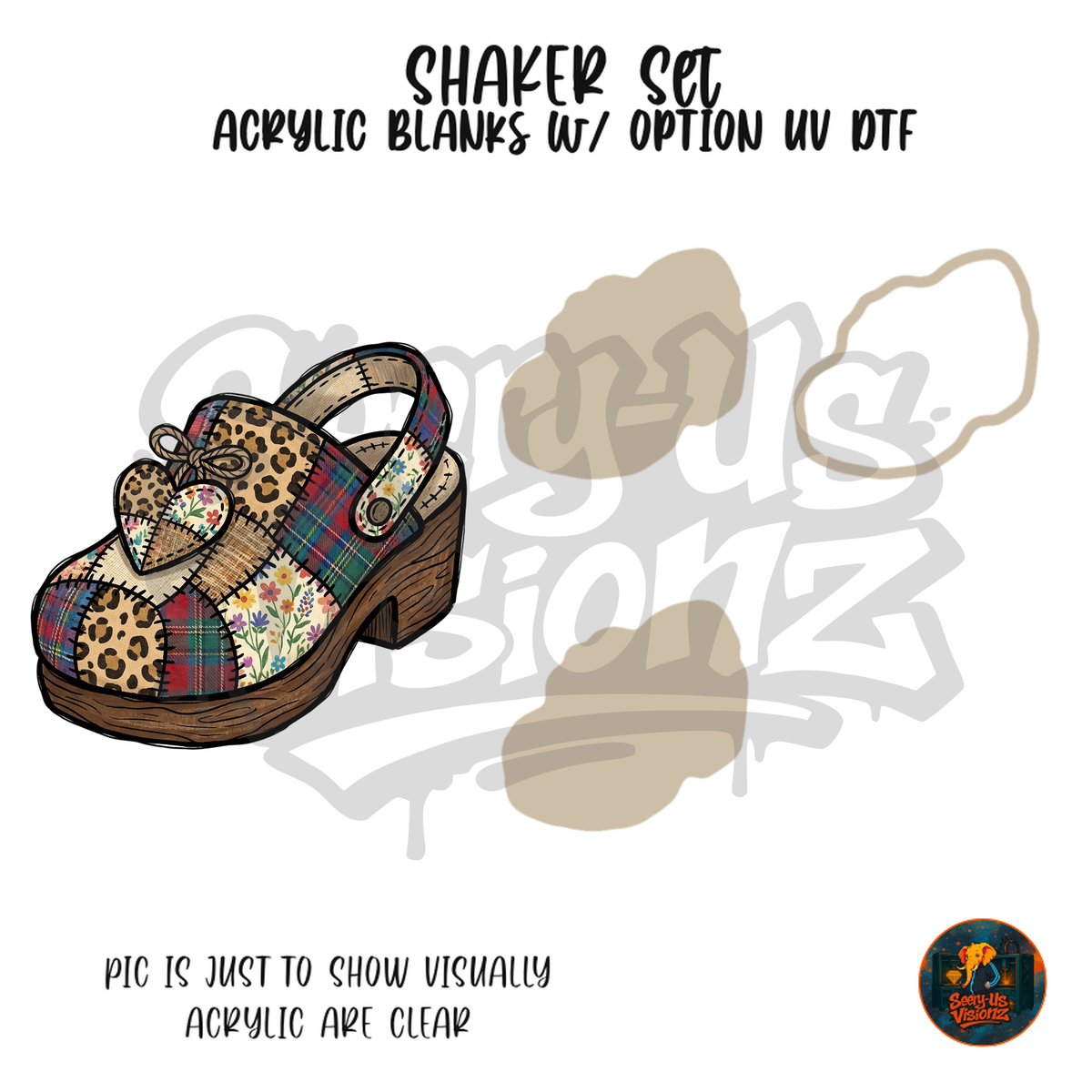 Patchwork Leopard Clog shaker set acrylic blanks