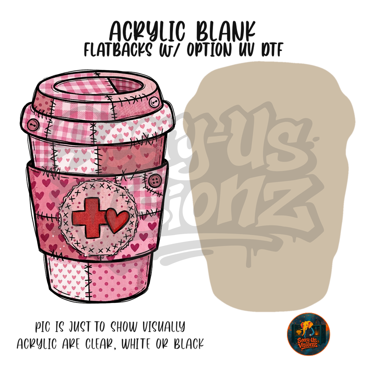 Patchwork Nurse Cup acrylic blank, Acrylic & UV DTF Print