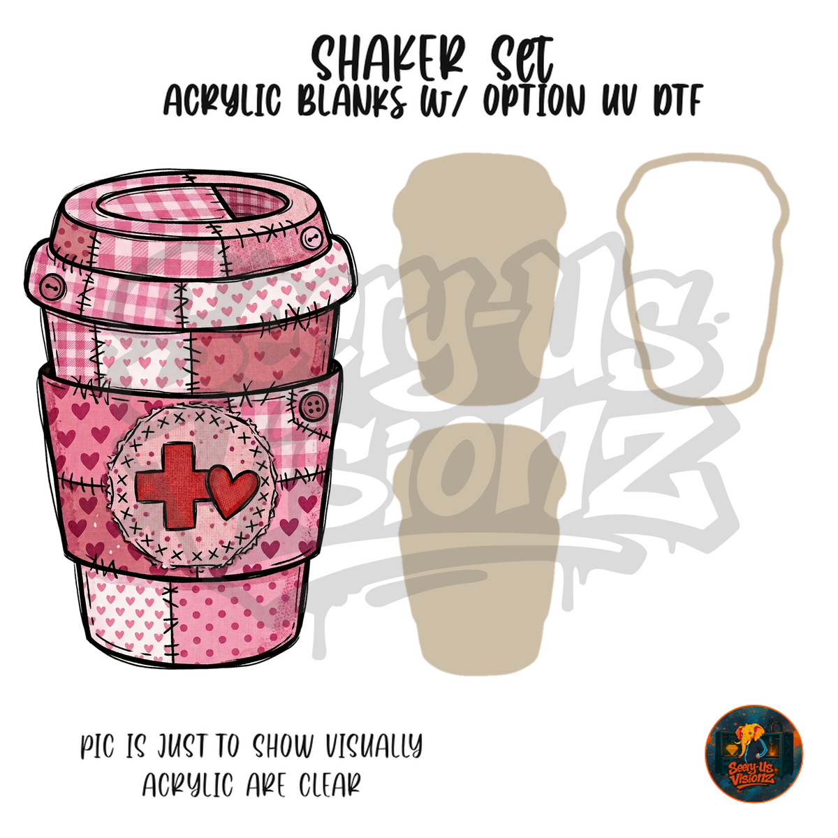 Patchwork Nurse Cup shaker set acrylic blanks