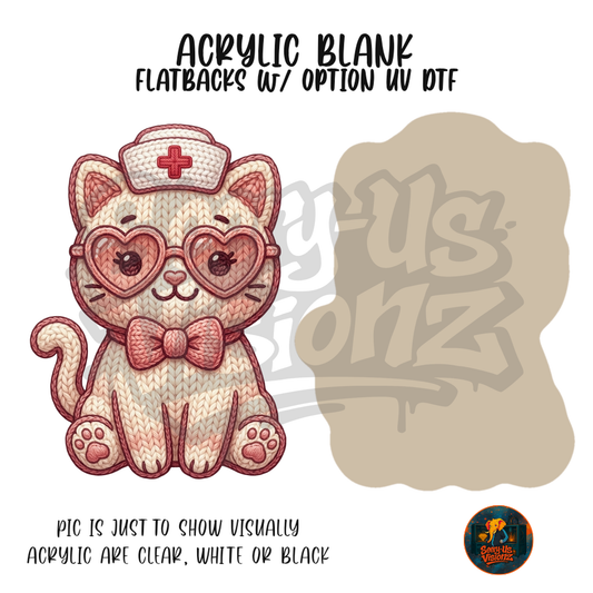 Knit Nurse Kitty acrylic blank, Acrylic & UV DTF Print