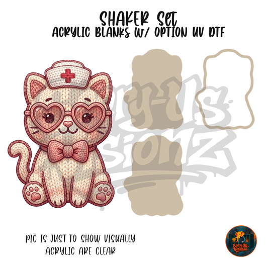 Knit Nurse Kitty shaker set acrylic blanks