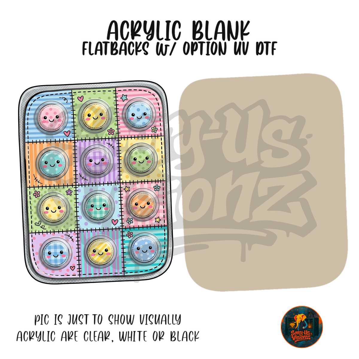 Pastel Smiley Pill Pack acrylic blank, Acrylic & UV DTF Print