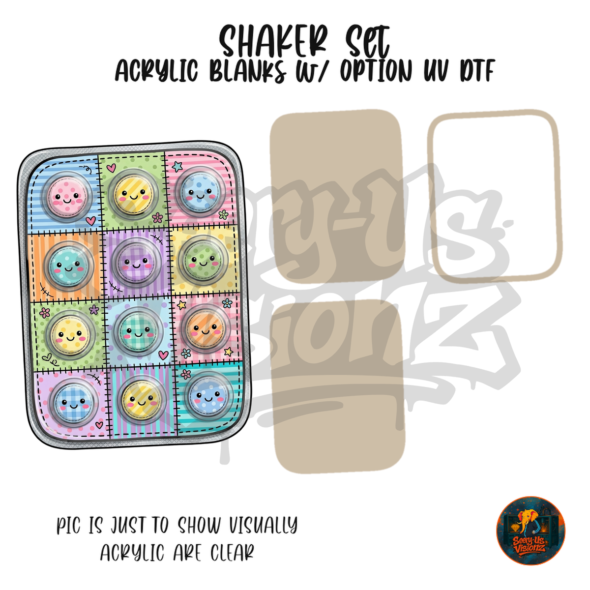 Pastel Smiley Pill Pack shaker set acrylic blanks