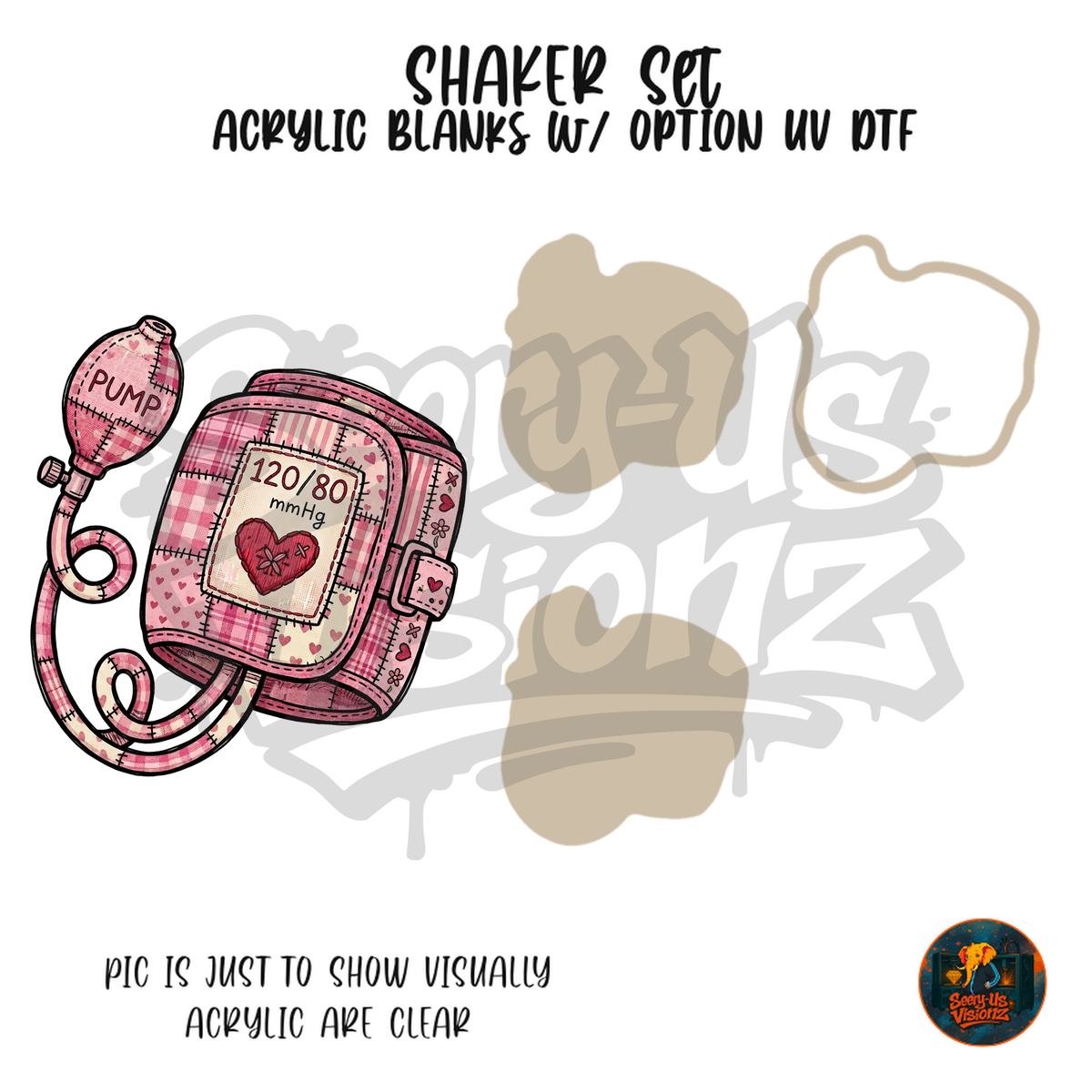 Pink Blood Pressure Cuff shaker set acrylic blanks