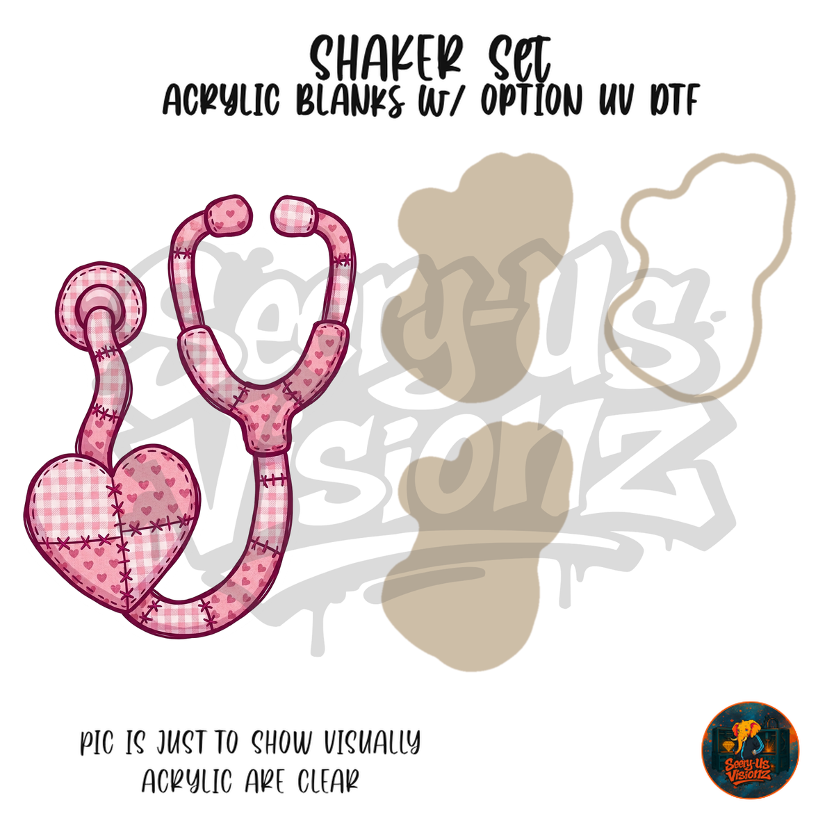 Pink Heart Stethoscope shaker set acrylic blanks