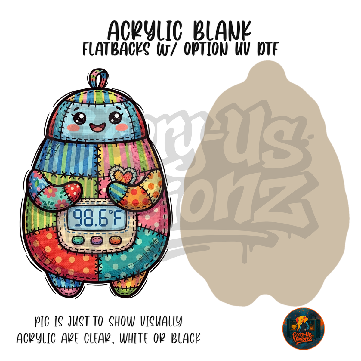 Patchwork Thermometer acrylic blank, Acrylic & UV DTF Print