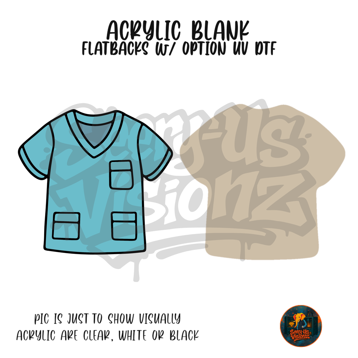 Blue Scrub Top acrylic blank, Acrylic & UV DTF Print
