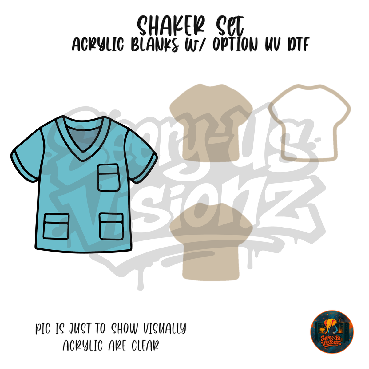 Blue Scrub Top shaker set acrylic blanks