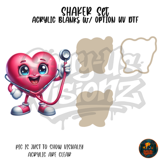Stethoscope Heart shaker set acrylic blanks