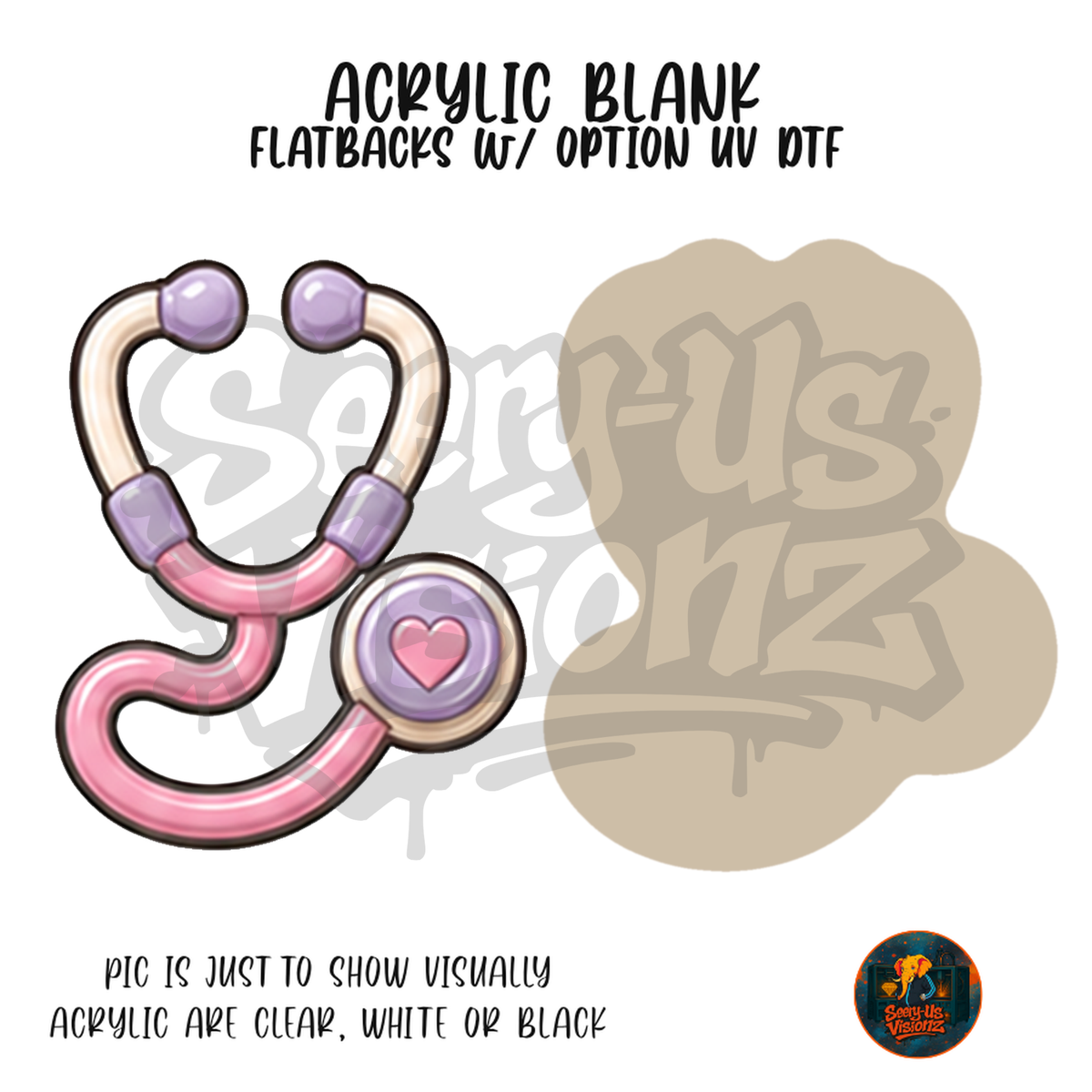 Pastel Purple Stethoscope acrylic blank, Acrylic & UV DTF Print