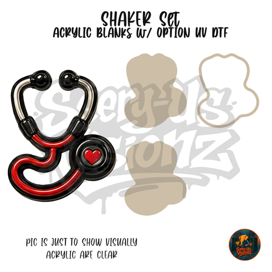 Black Red Heart Stethoscope shaker set acrylic blanks