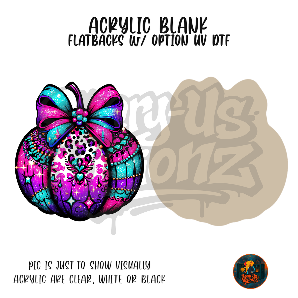 Bow Pumpkin 5 acrylic blank, Acrylic & UV DTF Print