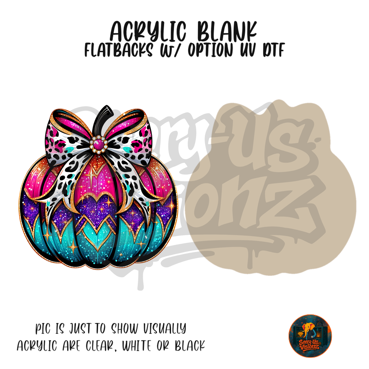 White Bow Pumpkin acrylic blank, Acrylic & UV DTF Print
