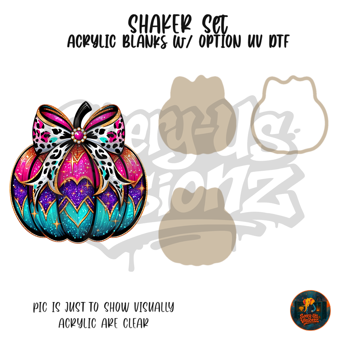 White Bow Pumpkin shaker set acrylic blanks