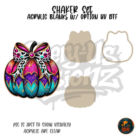White Bow Pumpkin shaker set acrylic blanks