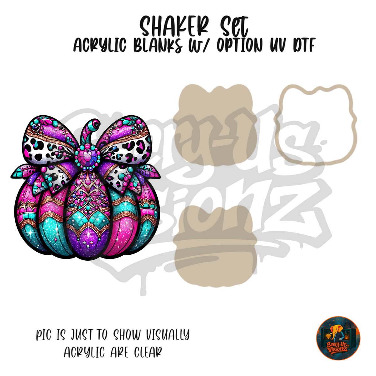 Jeweled Bow Pumpkin shaker set acrylic blanks