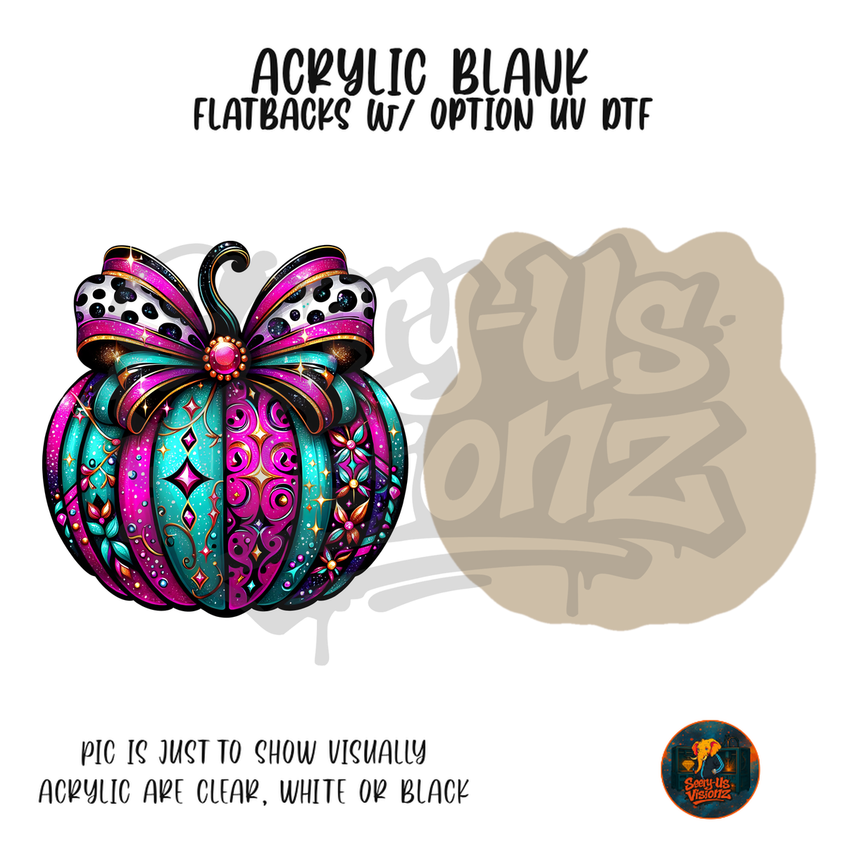 Bow Pumpkin 3 acrylic blank, Acrylic & UV DTF Print