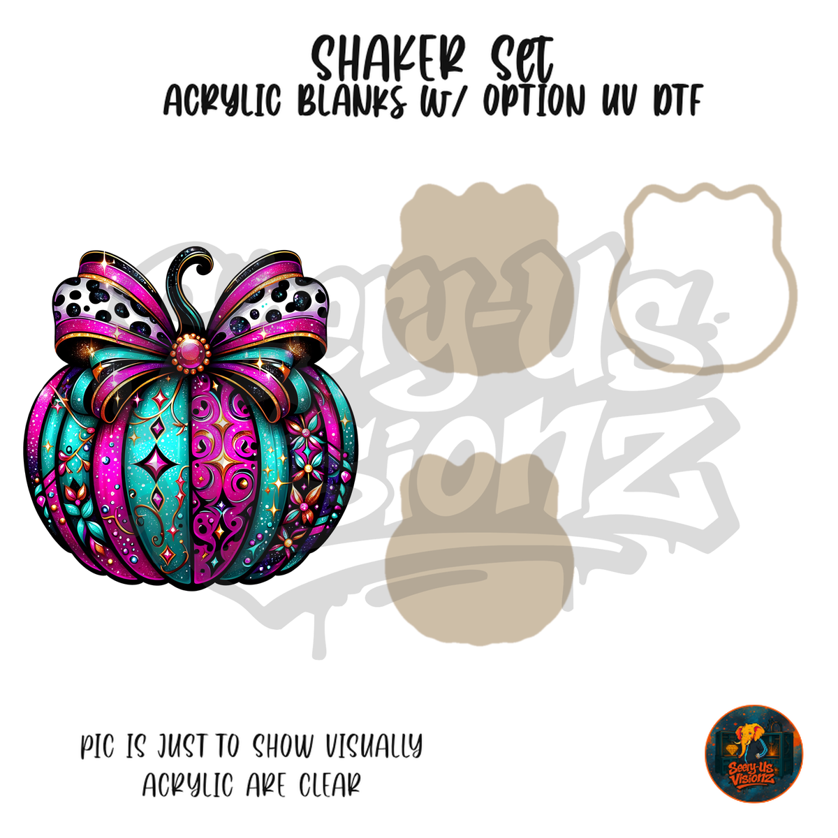 Bow Pumpkin 3 shaker set acrylic blanks