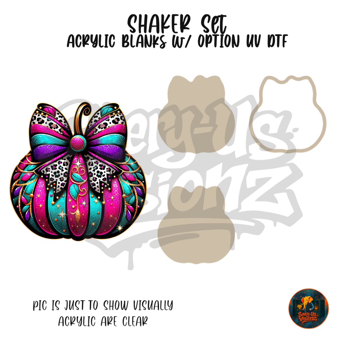 Bow Pumpkin 1 shaker set acrylic blanks