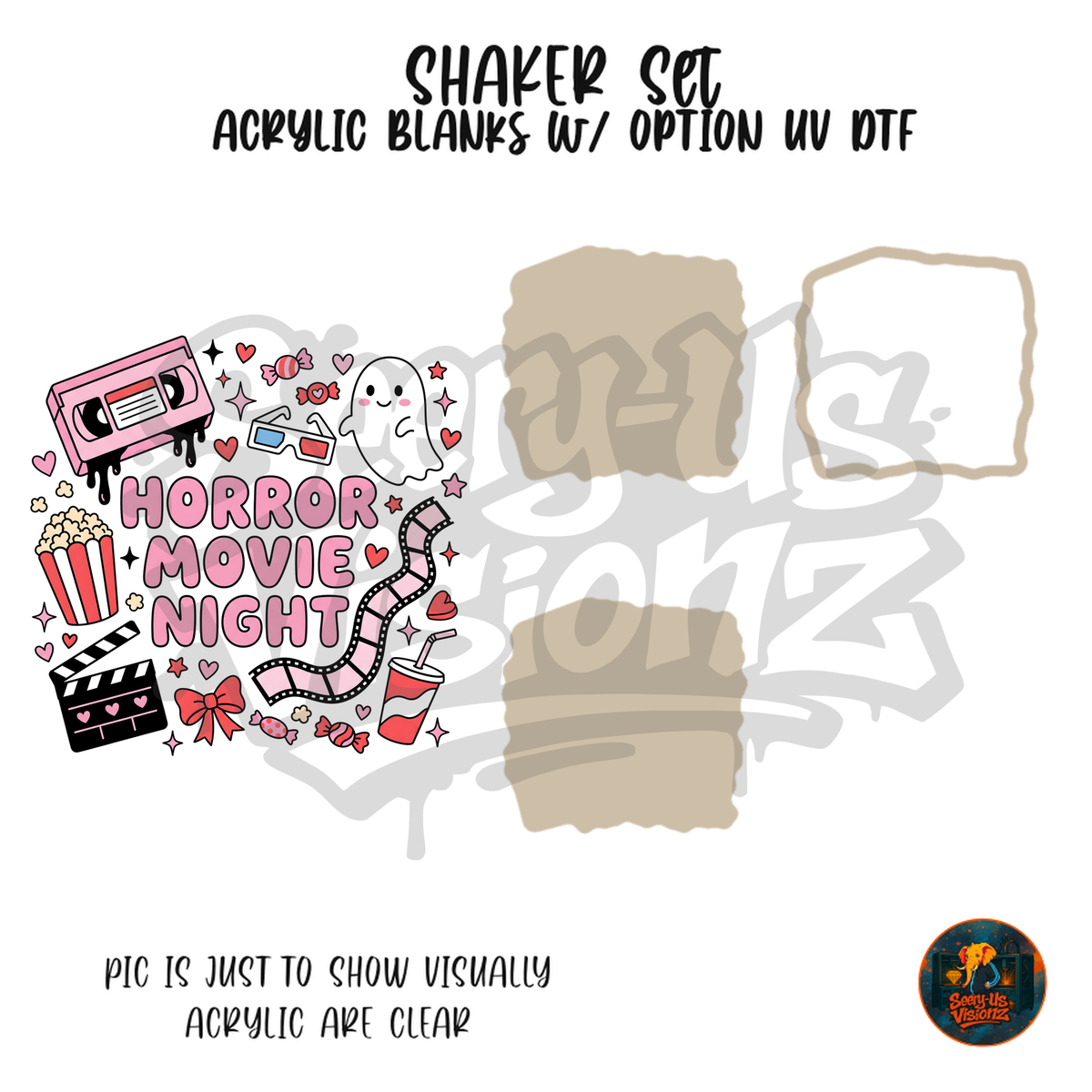 Horror Movie Night Doodles shaker set acrylic blanks