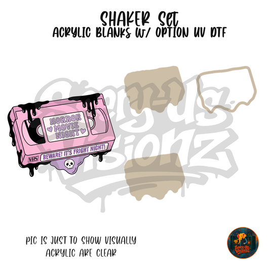 Pink Horror Movie VHS shaker set acrylic blanks