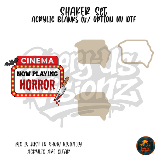 Now Playing Horror Cinema shaker set acrylic blanks