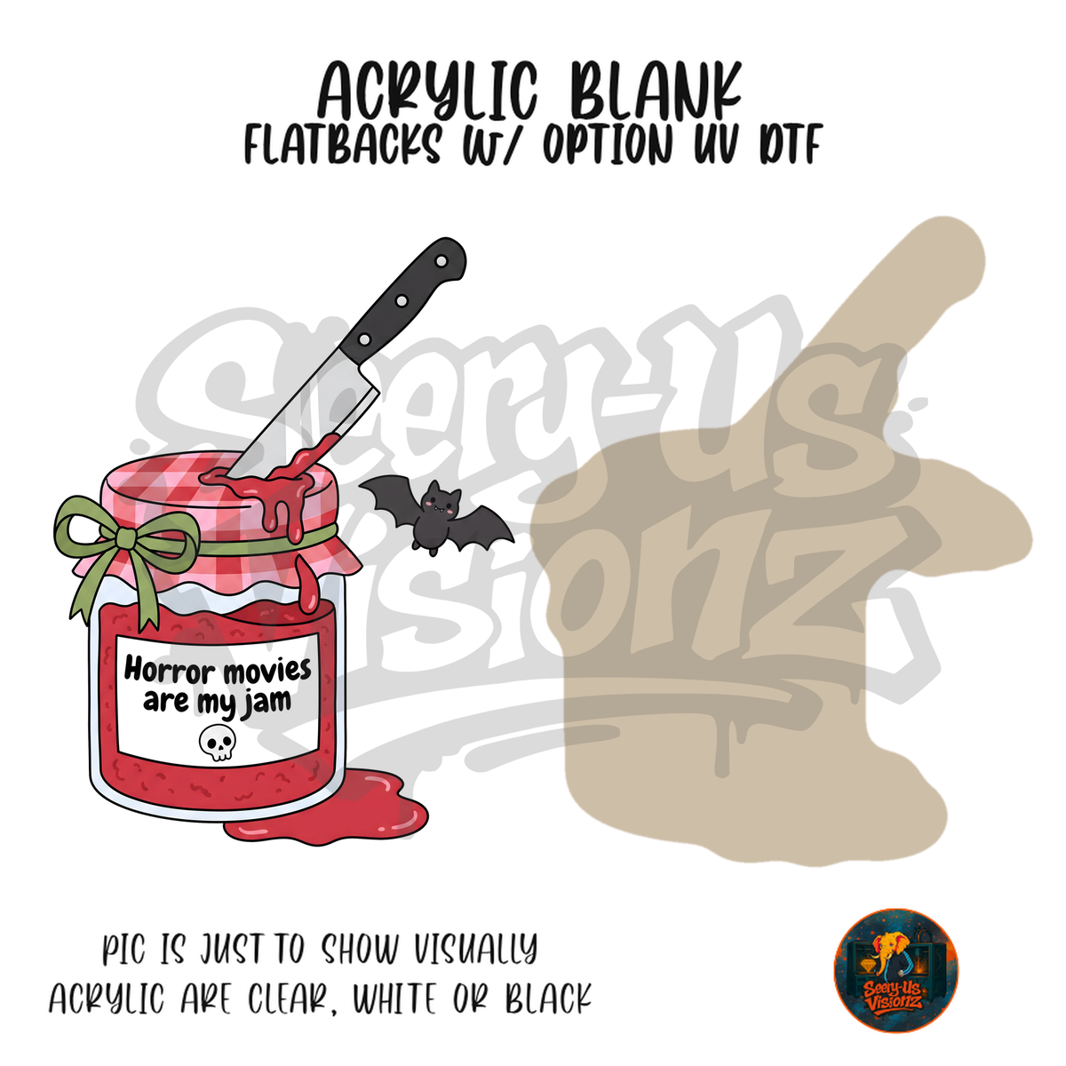 Horror Movies Jam Jar acrylic blank, Acrylic & UV DTF Print