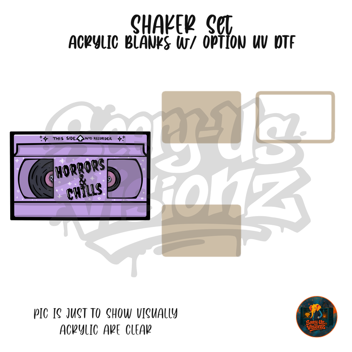 Horrors And Chills VHS shaker set acrylic blanks