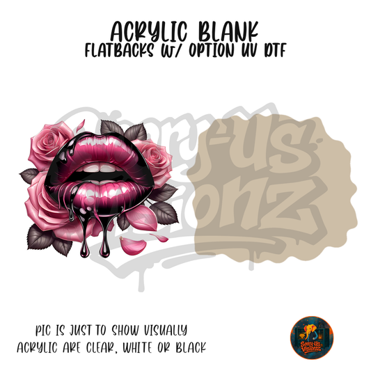 Pink Rose Lips acrylic blank, Acrylic & UV DTF Print
