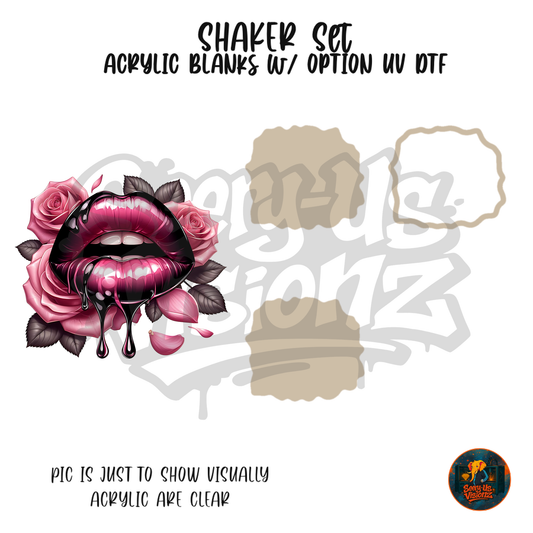 Pink Rose Lips shaker set acrylic blanks