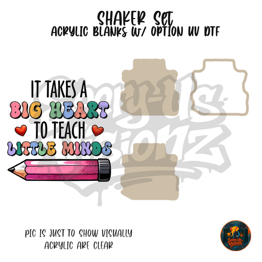 Big Heart Teacher Club shaker set acrylic blanks